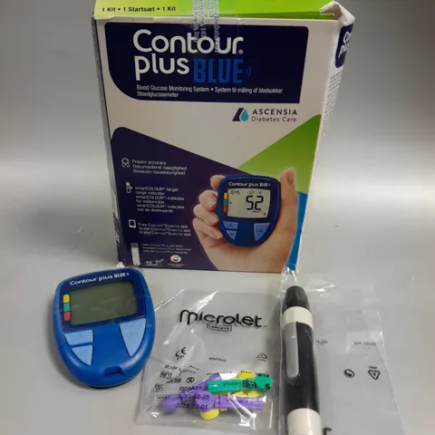 BOXED CONTOUR PLUS BLUE BLOOD GLUCOSE MONITORING SYSTEM 