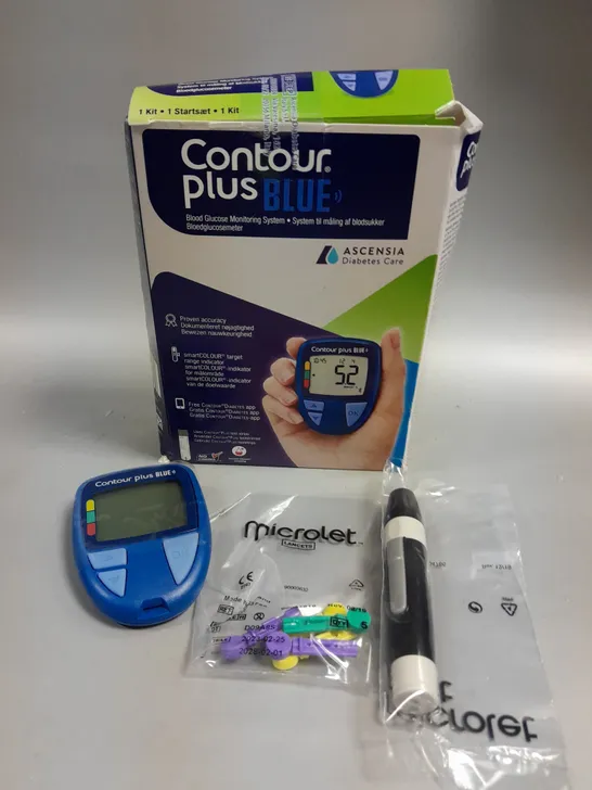 BOXED CONTOUR PLUS BLUE BLOOD GLUCOSE MONITORING SYSTEM 