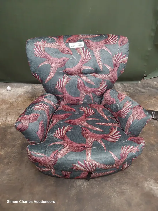 QUALITY BRITISH DESIGNER LOUNGE Co. NOAH OCCASIONAL CHAIR BIRD OF PARADISE FABRIC