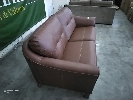 QUALITY BRITISH DESIGNED & MANUFACTURED G PLAN HATTON FORMAL BACK 3 SEATER CAMBRIDGE CONKER LEATHER