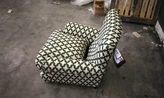 THE LOUNGE COMPANY GREEN/CREAM PATTERNED ARMCHAIR 