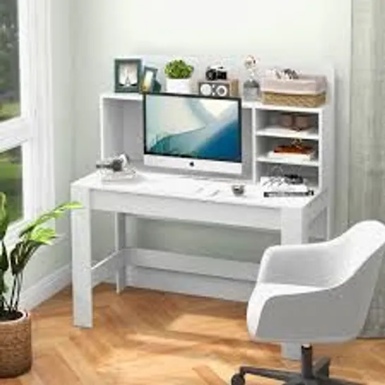 BOXED COSTWAY HOME OFFICE COMPUTER DESK WITH BOOKSHELF - WHITE