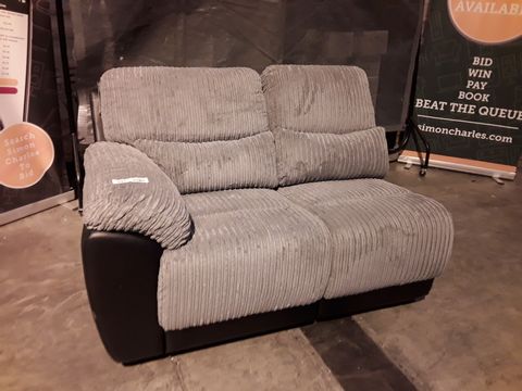 BROWN FAUX LEATHER & GREY JUMBO CHIRD MANUAL RECLINING SECTION