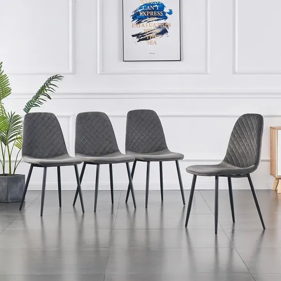 BOXED SET OF 4 KAYLANI UPHOLSTERED VELVET DINING CHAIRS - GREY (1 BOX)