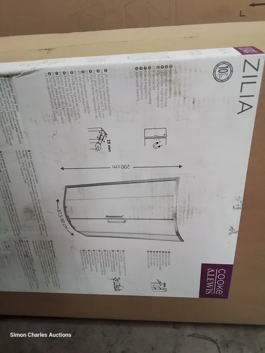 BOXED COOK & LEWIS ZILIA CLEAR QUADRANT SHOWER DOOR 87.5-90 × 200cm