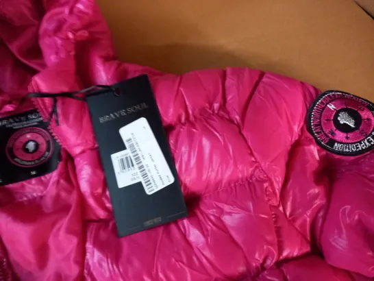 BRAVE SOUL HOODED PUFFER JACKET IN PINK - 14