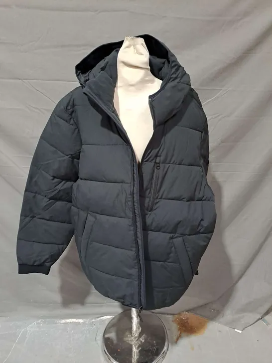 ABERCROMBIE & FITCH BLACK PADDED JACKET WITH HOOD - XXL