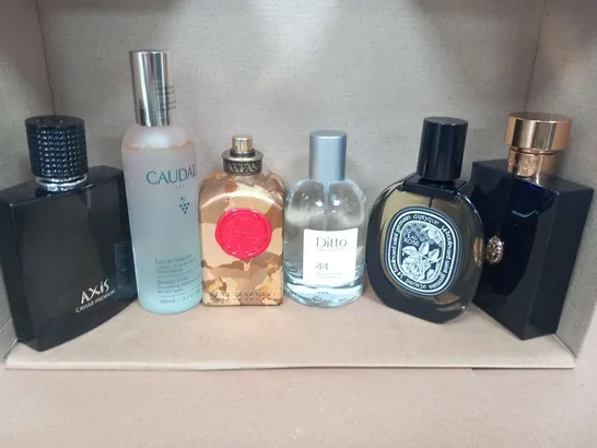 15 ASSORTED UNBOXED FRAGRANCES TO INCLUDE; AXIS, VERSACE, DITTO, CAUDALIE AND ANFAS