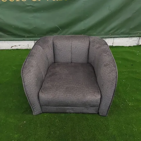 DESIGNER ACCENT CHAIR UPHOLSTERED IN CHARCOAL FABRIC 