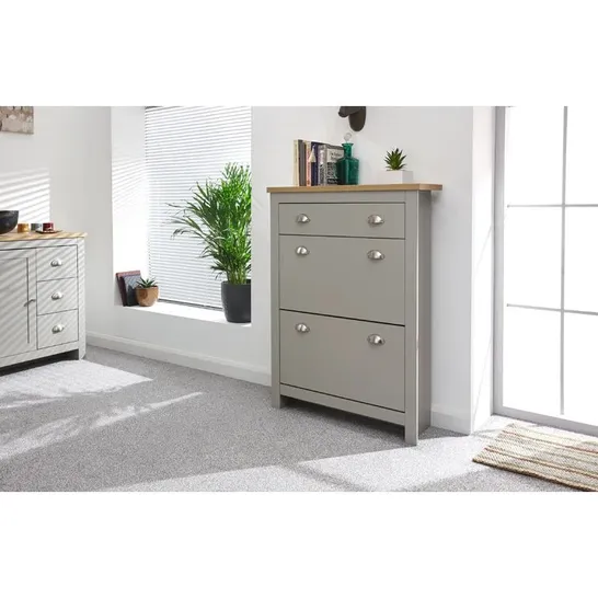 BOXED 12 PAIR SHOE STORAGE CABINET GREY 