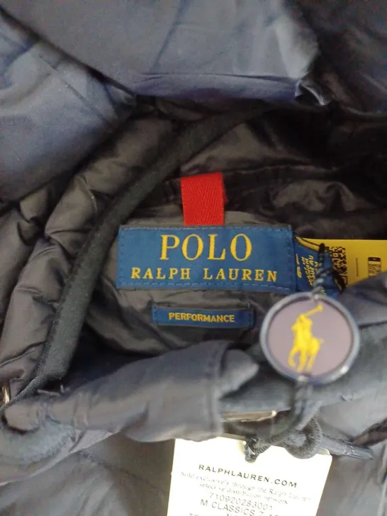 POLO RALPH LAUREN PERFORMANCE NAVY PADDED JACKET WITH HOOD - LARGE