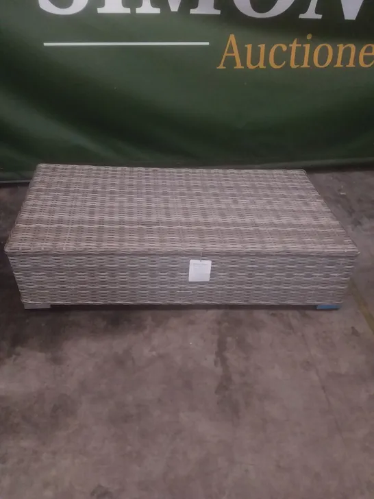 RATTAN EFFECT GARDEN COFFEE TABLE GREY