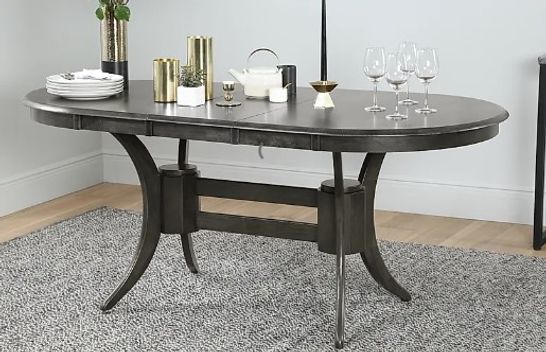 BOXED TOWNHOUSE OVAL GREY WOOD 150-180CM EXTENDING DINING TABLE (2 BOXES)