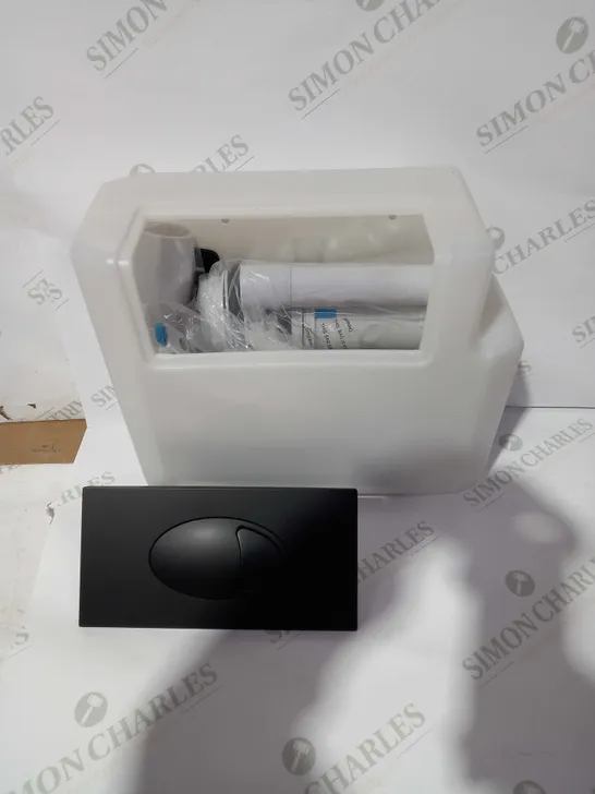 BOXED TOILET CISTERN AND FLUSH BUTTON - BLACK 