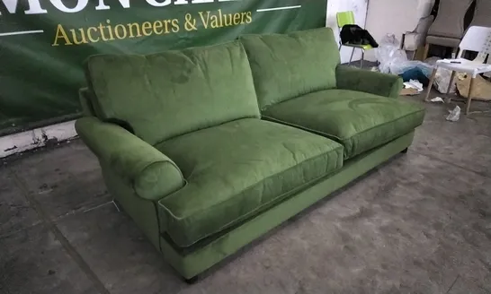 QUALITY DESIGNER LOUNGE CO 4 SEATER SOFA IN MOSS GREEN VELVET