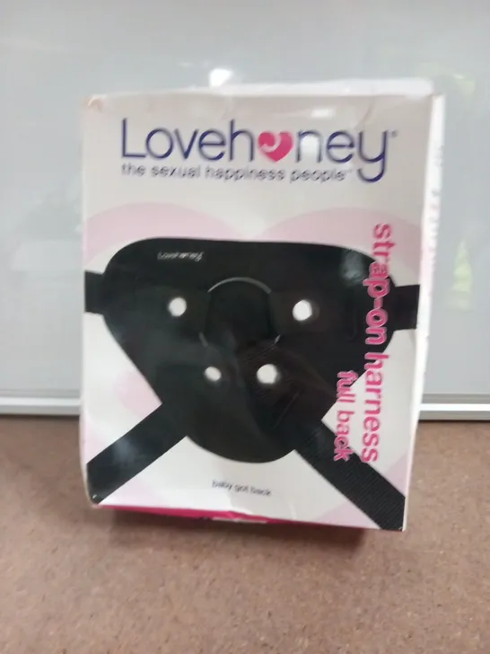 BOXED LOVEHONEY STRAP ON HARNESS FULL BACK