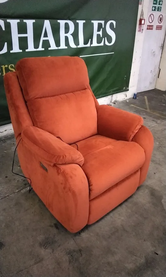 QUALITY BRITISH DESIGNED & MANUFACTURED G PLAN KINGSBURY POWER RECLINER ARMCHAIR COMBARRO CHESTNUT FABRIC 