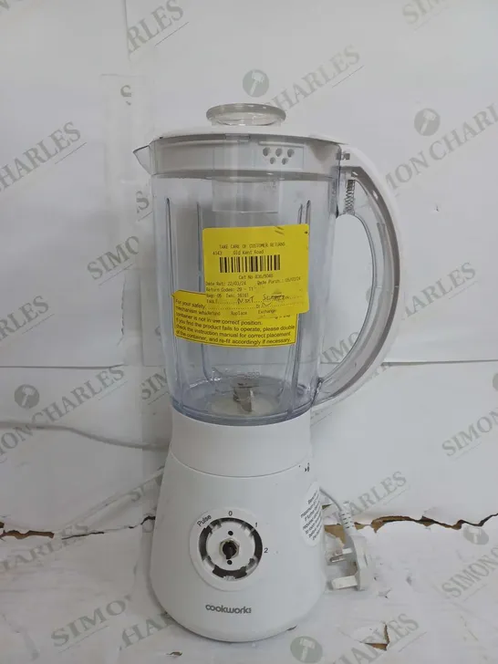 COOKWORKS WHITE PLASTIC BLENDER 