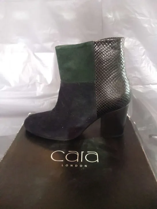 BOXED CARA SLEEP LEATHER/SUEDE ANKLE BOOTS SIZE 3