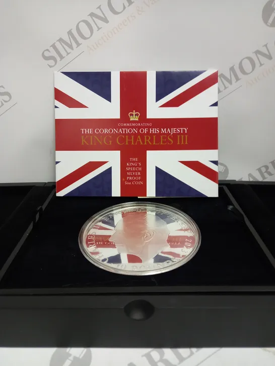 CORONATION OF KING CHARLES KING'S SPEECH SILVER PROOF 5OZ COIN