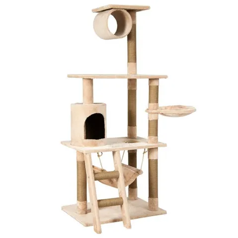 BOXED COSTWAY MULTI-LEVEL CAT CLIMBING TREE WITH SCRATCHING POSTS AND LARGE PLUSH PERCH - BEIGE