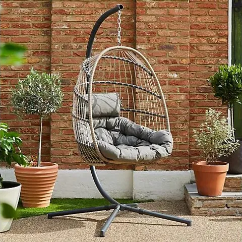 INNOVATORS HOLLY FOLDING COCOON EGG CHAIR LIGHT GREY