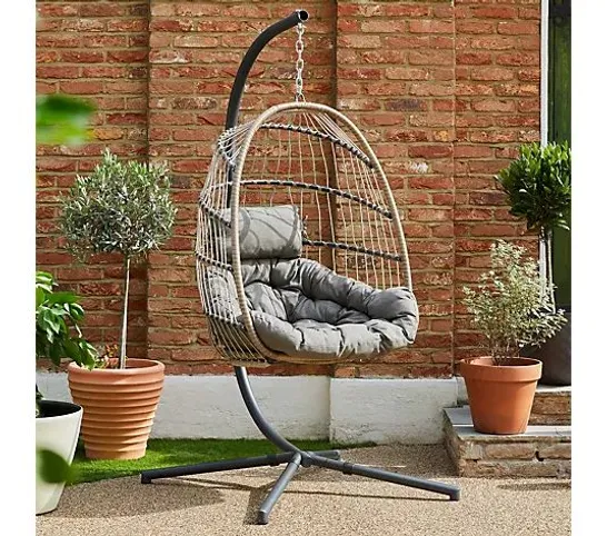 INNOVATORS HOLLY FOLDING COCOON EGG CHAIR LIGHT GREY