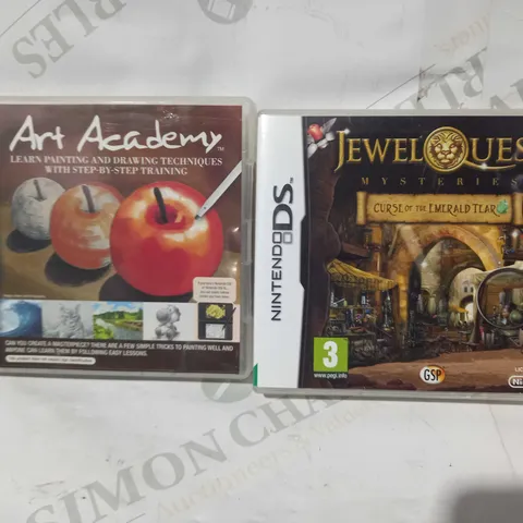 LOT OF 2 ASSORTED NINTENDO DS GAMES TO INCLUDE JEWEL QUEST, AND ART ACADEMY