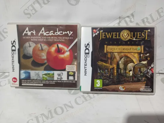 LOT OF 2 ASSORTED NINTENDO DS GAMES TO INCLUDE JEWEL QUEST, AND ART ACADEMY