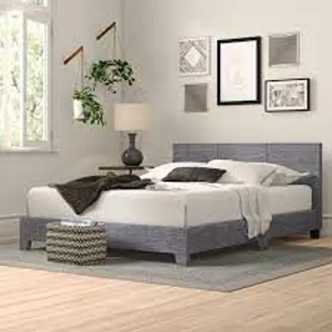 BOXED ARKADIY UPHOLSTERED BED FRAME SIZE DOUBLE COLOUR: LIGHT GREY