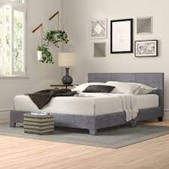 BOXED ARKADIY UPHOLSTERED BED FRAME SIZE DOUBLE - LIGHT GREY