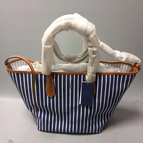 POLO BY RALPH LAUREN STRIPED COTTON TOTE BAG