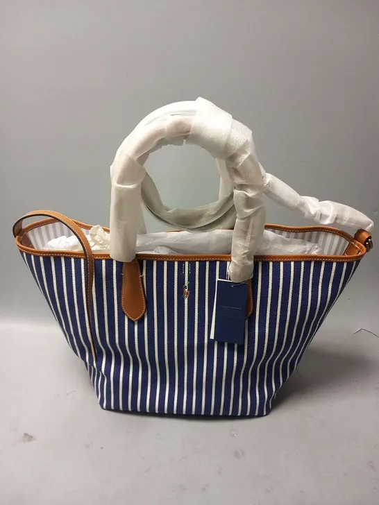 POLO BY RALPH LAUREN STRIPED COTTON TOTE BAG