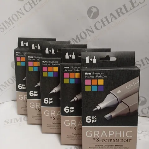 5 X BOXES OF GRAPHIC TWIN TIP DESIGNER MARKERS BY SPECTRUM NOIR