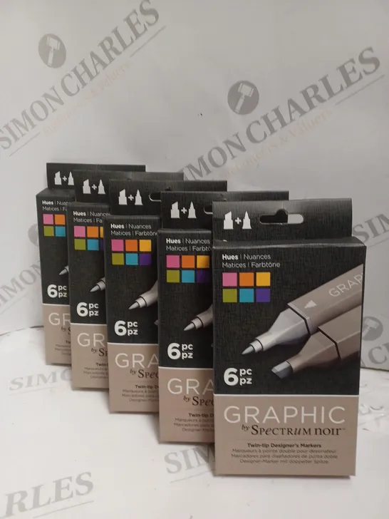 5 X BOXES OF GRAPHIC TWIN TIP DESIGNER MARKERS BY SPECTRUM NOIR