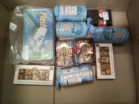 PALLET OF ASSORTED ITEMS INCLUDING LIGHTLY SALTED RICE CAKES, FLASH SPEED MOP WET CLOTHES, CEDAR BAKLAWA