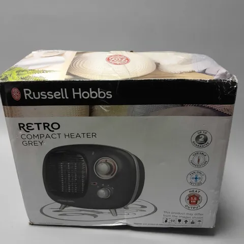 BOXED RUSSELL HOBBS RETRO COMPACT GREY HEATER