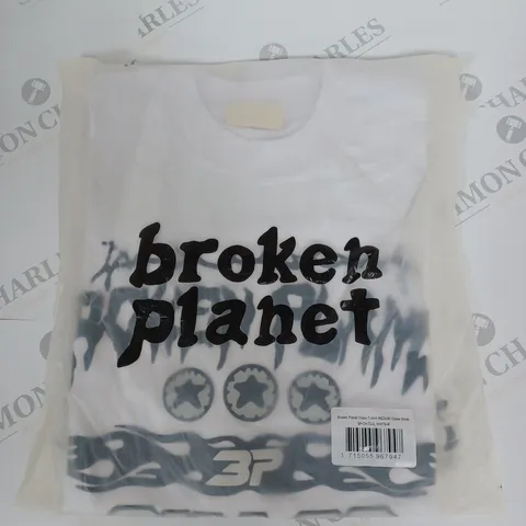 BROKEN PLANET CHAOS T-SHIRT IN SNOW WHITE SIZE M 