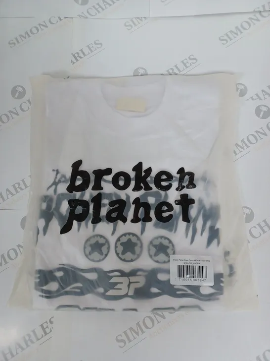 BROKEN PLANET CHAOS T-SHIRT IN SNOW WHITE SIZE M 