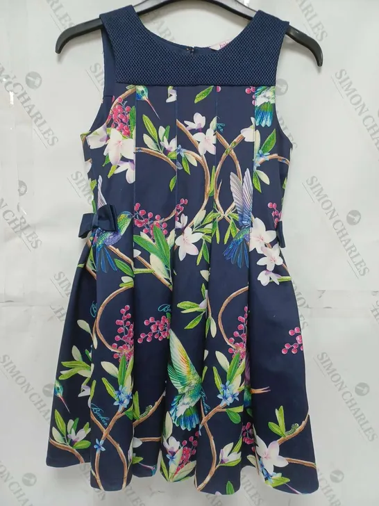 TED BAKER KIDS FLORAL DRESS IN NAVY - AGE 9