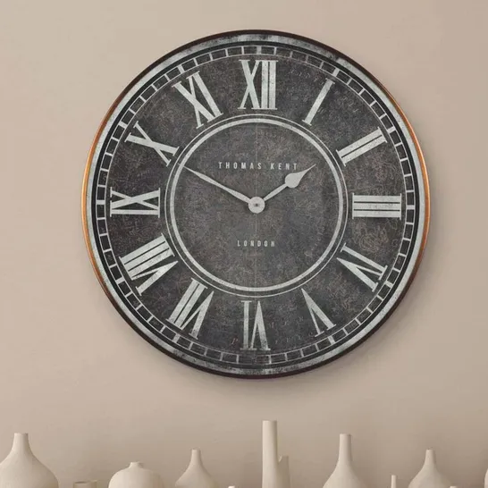 BOXED FLORENTINE SILVER WALL CLOCK 21"