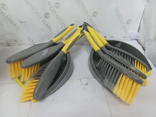 6 GEORGE HOME DUSTPANS AND BRUSHES IN GREY/YELLOW