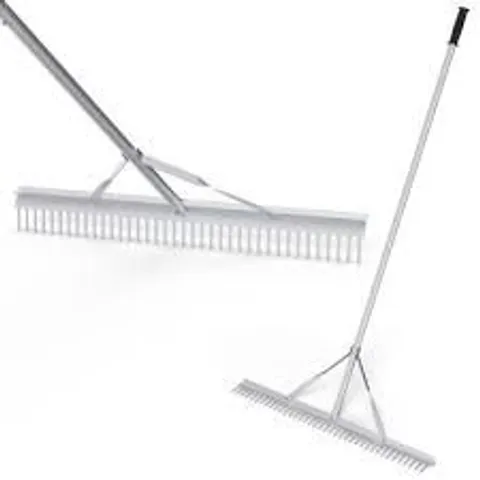 BOXED COSTWAY LANDSCAPE LAWN RAKE YARD GARDEN ALUMINUM RAKE WIDE RAKE HEAD WITH 36 TINES