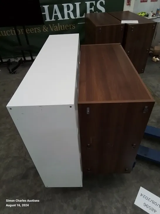 PALLET CONTAINING A LARGE 2 DOOR CABINET AND A 12 SPACE WHITE STORAGE UNIT