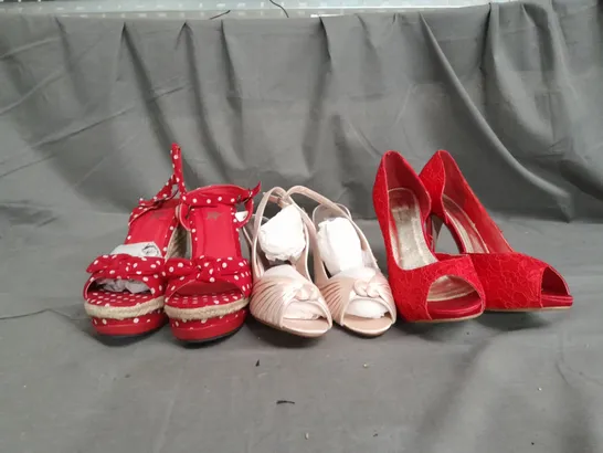 APPROXIMATELY 10 PAIRS OF ASSORTED WOMEN SHOES IN VARIOUS STYLES AND SIZES 