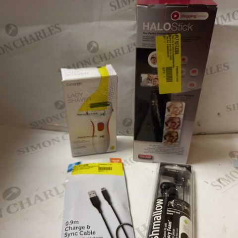 LOT OF APPROX 10 ASSORTED ITEMS TO INCLUDE HALO SELFIE STICK, LADY SHAVER, JVC WIRED EARPHONES