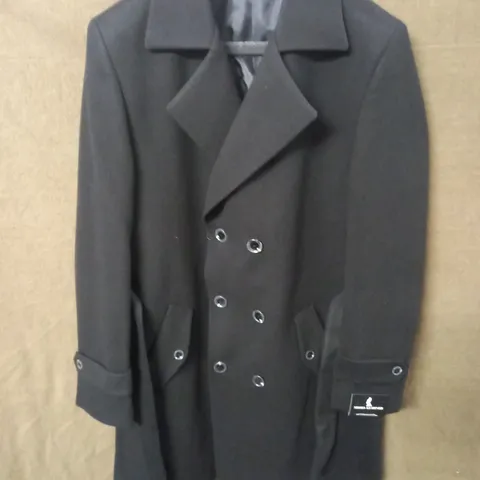 BRAND NEW MOSES KUSHNER 100% WOOL BUTTON FRONT COAT WITH POCKET DETAIL IN BLACK - XL