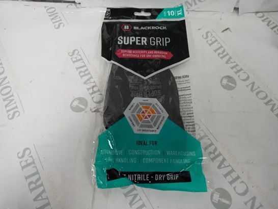 22 BLACKROCK SUPER GRIP GLOVES IN BLACK - SIZE 10 XL