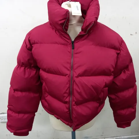 LUXE TO KILL PADDED PUFFER COAT IN CHERRY - SIZE 12