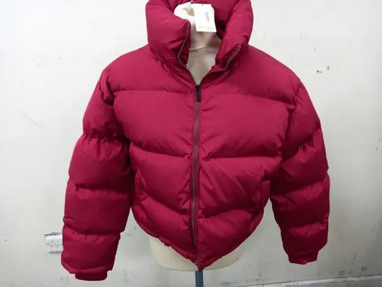 LUXE TO KILL PADDED PUFFER COAT IN CHERRY - SIZE 12